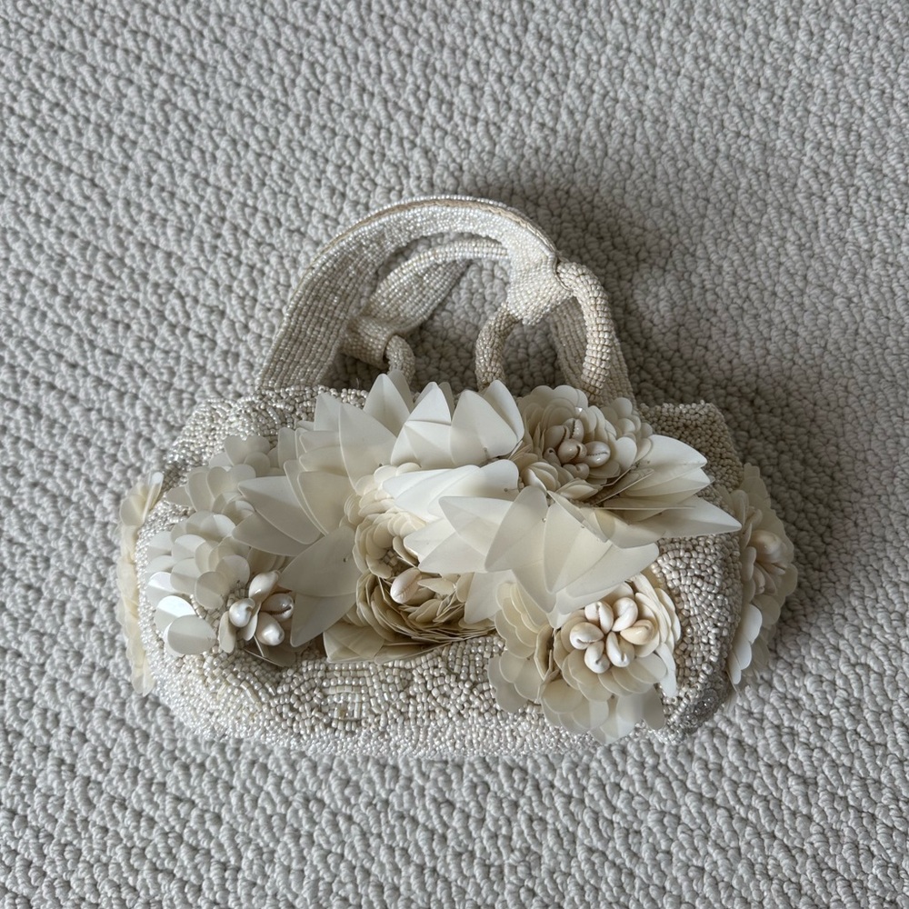 Floral beaded and shell Embellished Handbag